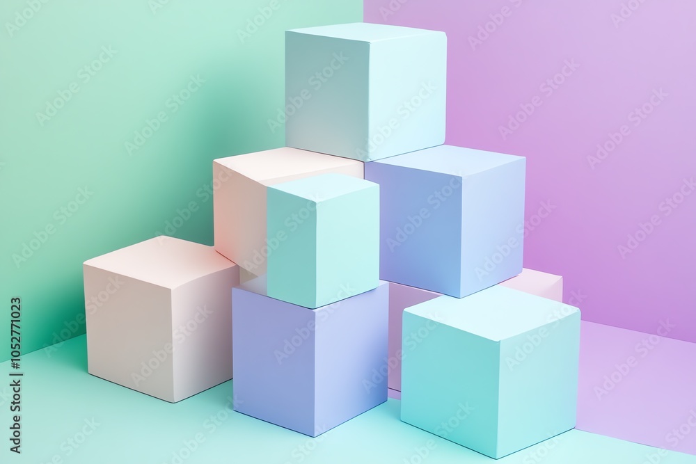 Obraz premium Composition minimaliste de cubes pastel 