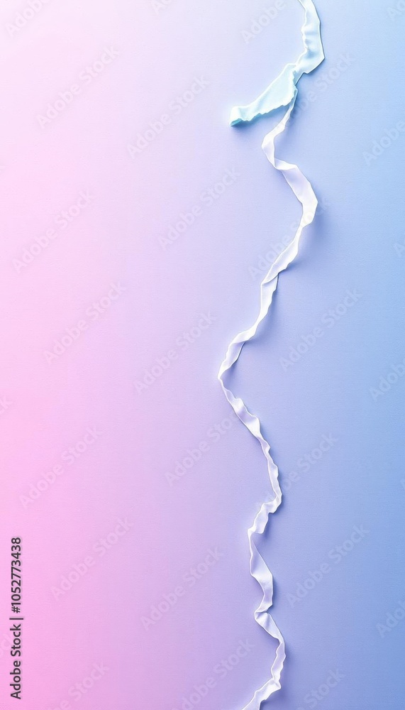a white kite with a long tail on a pink and blue background a white kite with a long tail on a pink and blue background