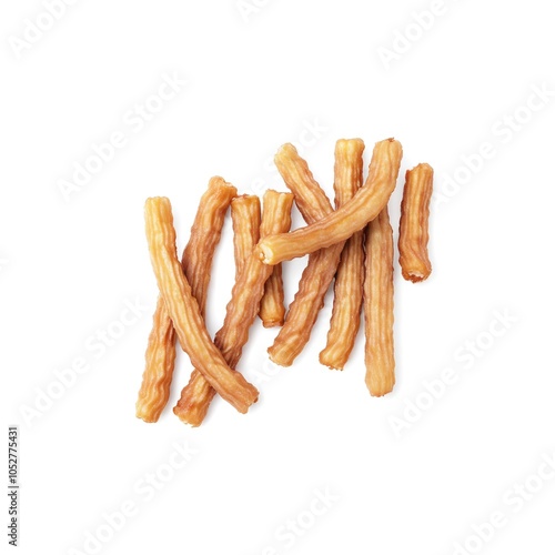 Sweet and Cheery Fresh Churros Scattered on a White Background