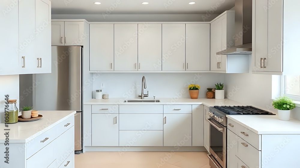 Neutral Modern Kitchen with Marble Countertops Neutral Modern Kitchen with Marble Countertops