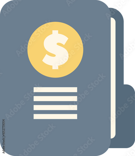 Folder representing financial data with dollar symbol icon for business and finance concepts