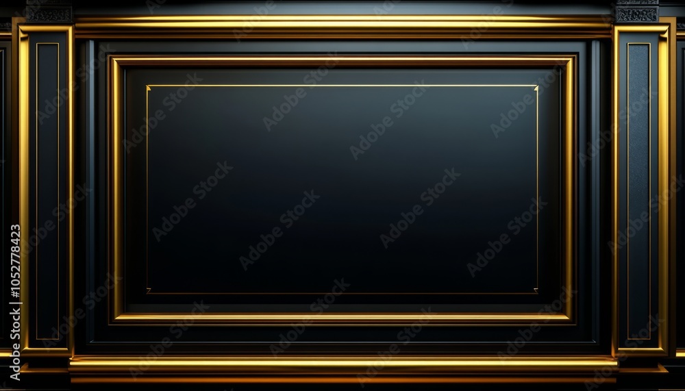 Black and Gold Ornate Frame with Empty Center Black and Gold Ornate Frame with Empty Center