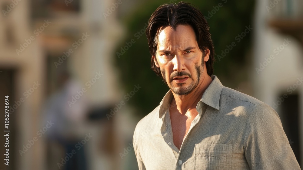 A man with a serious expression looks at the camera. A man with a serious expression looks at the camera.