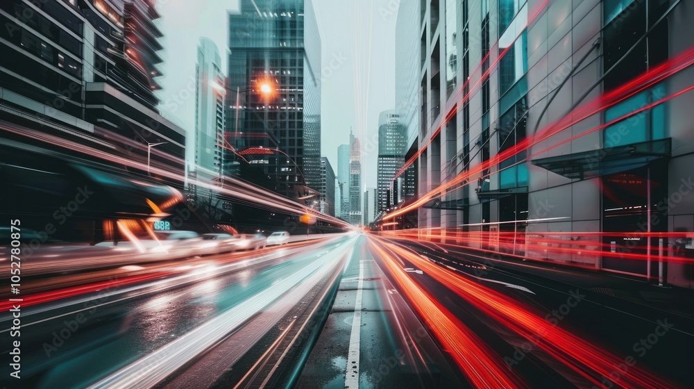 Fototapeta premium Cityscape with Light Trails