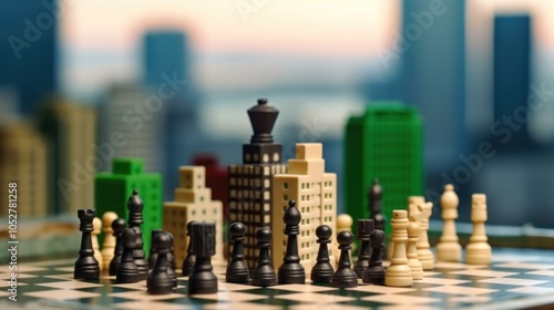 Wallpaper Mural Chessboard Cityscape Torontodigital.ca