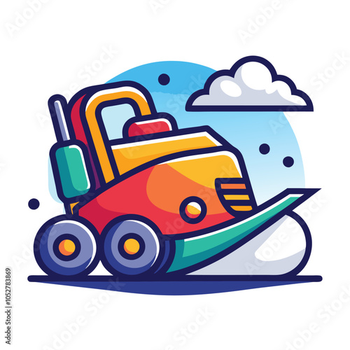 A cartoon illustration of a snow plow clearing a path through the snow.