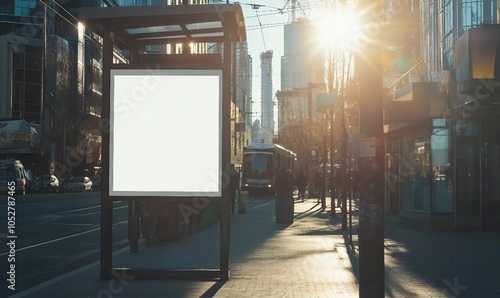 Wallpaper Mural A Blank White Billboard Mockup at the City Bus Stop, Perfect for Your Branding and Advertising Presentation  Torontodigital.ca
