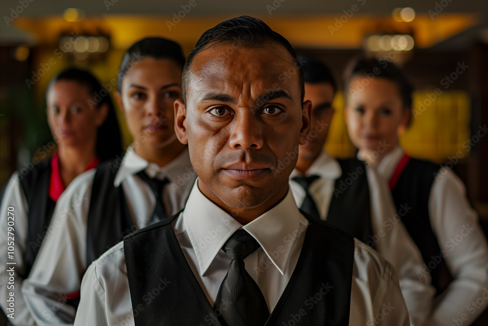 Photography of Colombia team of professional workers in a modern hotel.
Photography of Colombia team of professional workers in a modern hotel.
