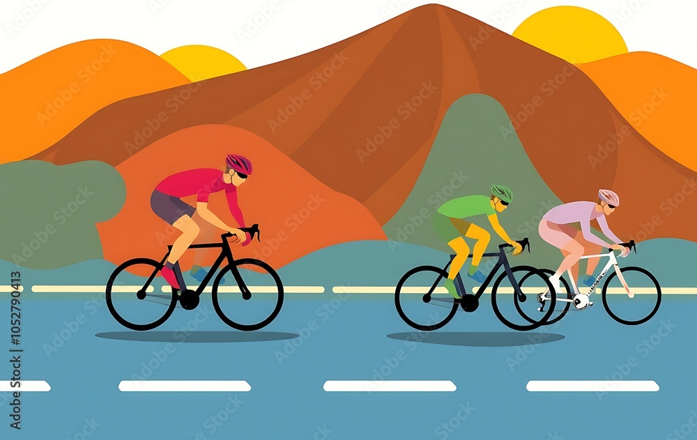 Obraz premium Abstract colorful road cycling sports race illustration