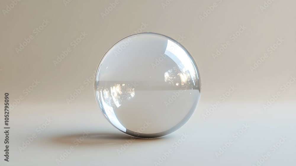 A crystal-clear sphere rests gracefully on a neutral surface, with soft reflections enhancing its glassy transparency. A crystal-clear sphere rests gracefully on a neutral surface, with soft reflections enhancing its glassy transparency.