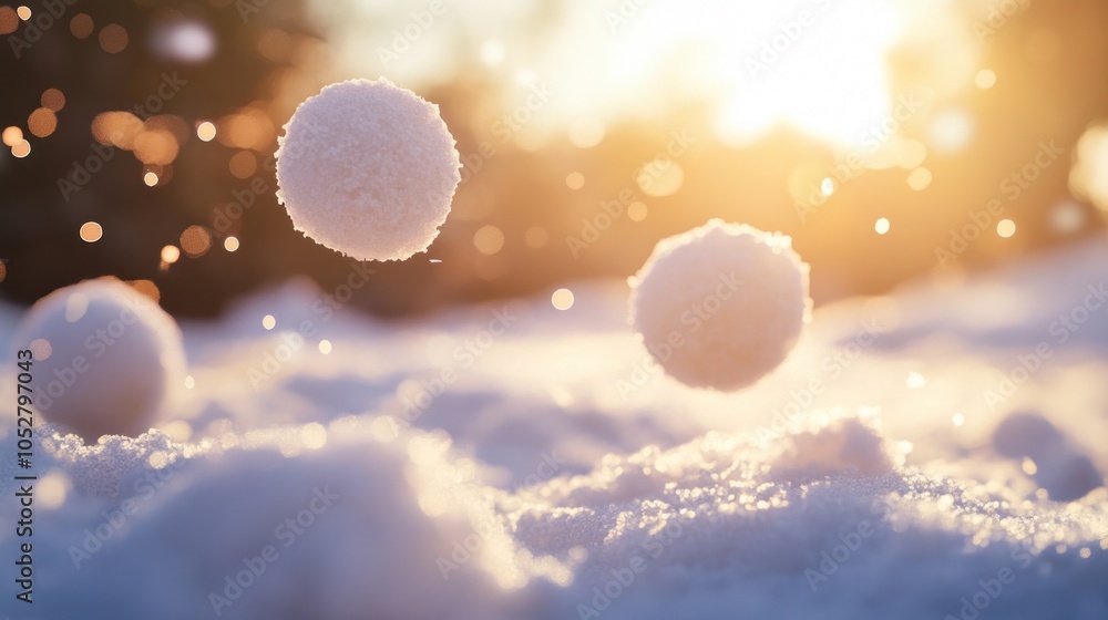 Snowy Fun in Winter Sunset