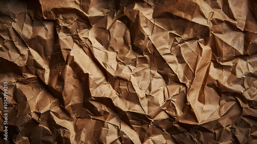A background completely filled with crumpled craft paper in earthy tones. A background completely filled with crumpled craft paper in earthy tones.