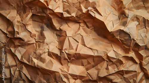 A background completely filled with crumpled craft paper in earthy tones.