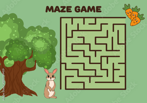 Labyrinth maze game cartoon for kids with animals	
