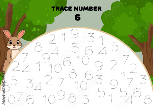 Trace number six 6 mathematician for kids