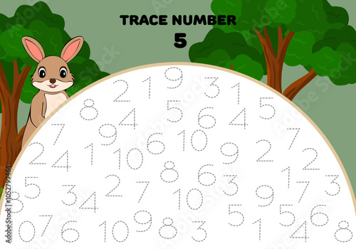 Trace number five 5 mathematician for kids