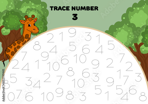 Trace number three 3 mathematician for kids