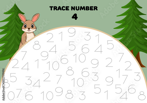 Trace number four 4 mathematician for kids