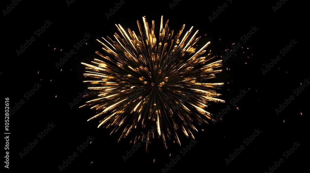 Obraz premium A radiant burst of golden sparks illuminates the dark background, resembling a firework explosion frozen in time.