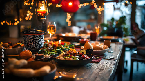 Festive Traditional Chinese New Year Dinner