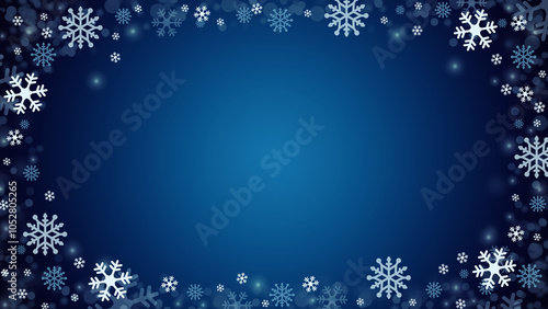 Dark blue christmas background with snowflakes.