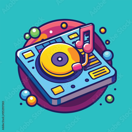 Colorful illustration of a DJ mixer.