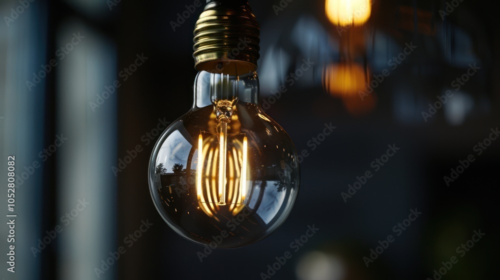 Glowing Light Bulb in a Dark Room Glowing Light Bulb in a Dark Room
