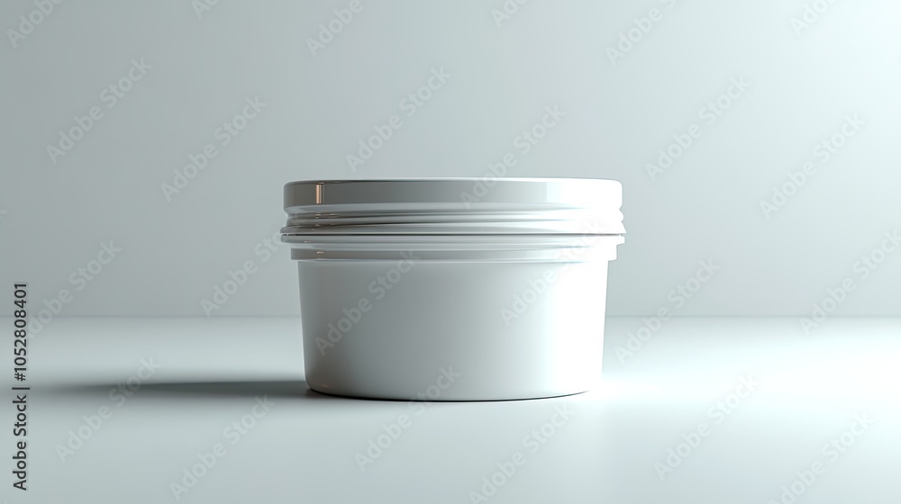 White plastic container with lid, isolated on white background.