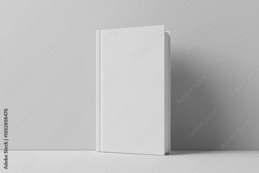 White book on grey background with soft shadow, minimalist design, clean aesthetic. White book on grey background with soft shadow, minimalist design, clean aesthetic.