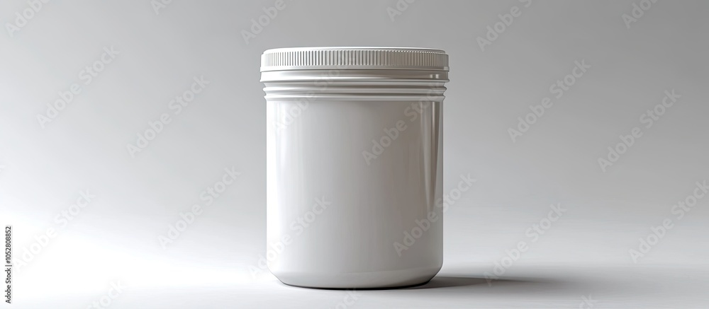 White Plastic Jar with Screw Top Lid Mockup. White Plastic Jar with Screw Top Lid Mockup.