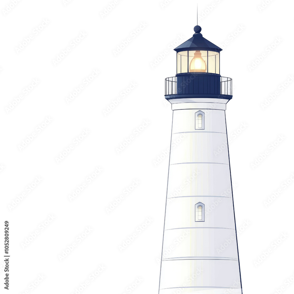 Iconic Lighthouse with Bright Beacon at Night Iconic Lighthouse with Bright Beacon at Night