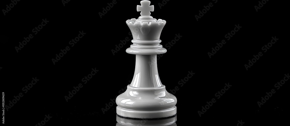 White chess queen piece against a black background. White chess queen piece against a black background.