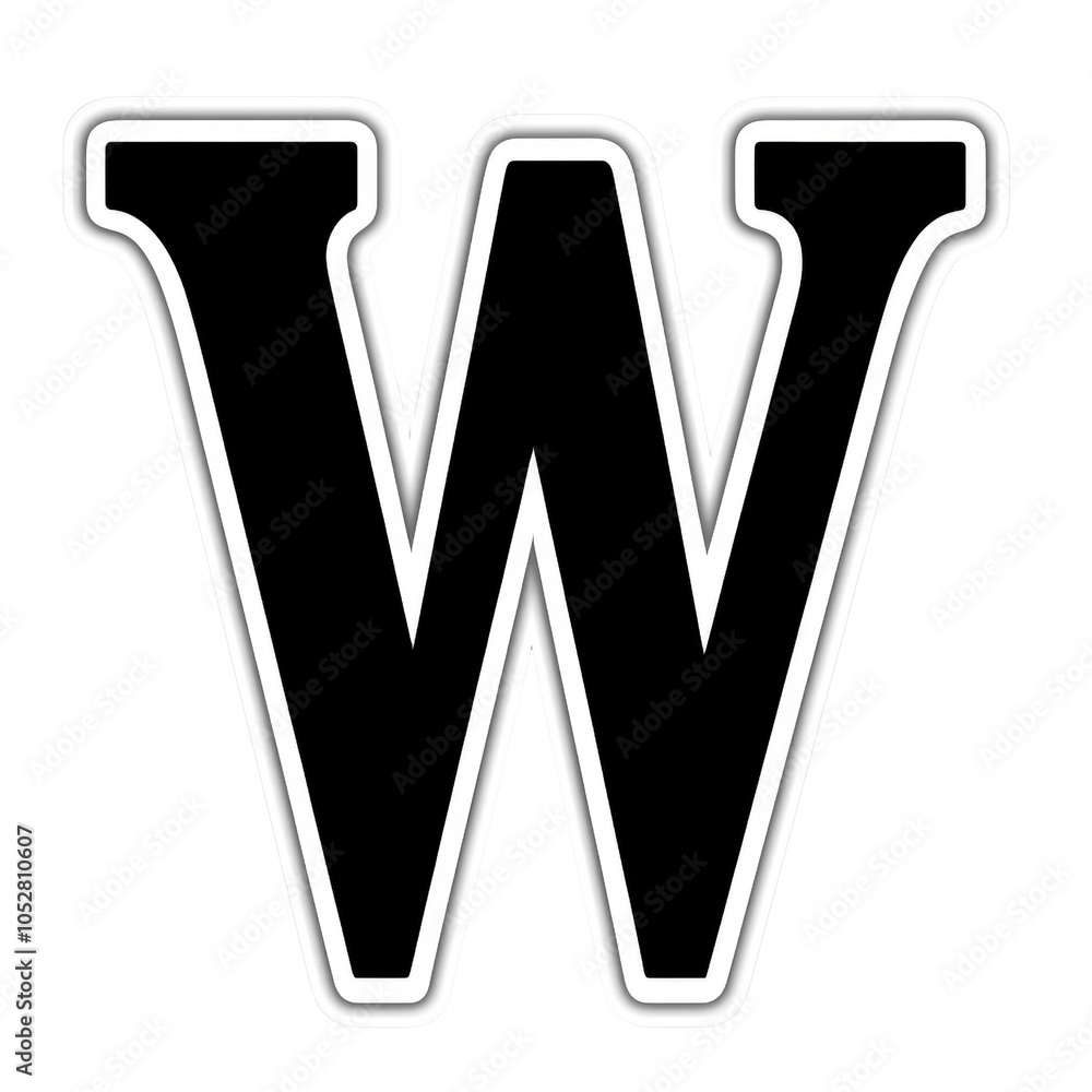 White Outline Black Letter W White Outline Black Letter W