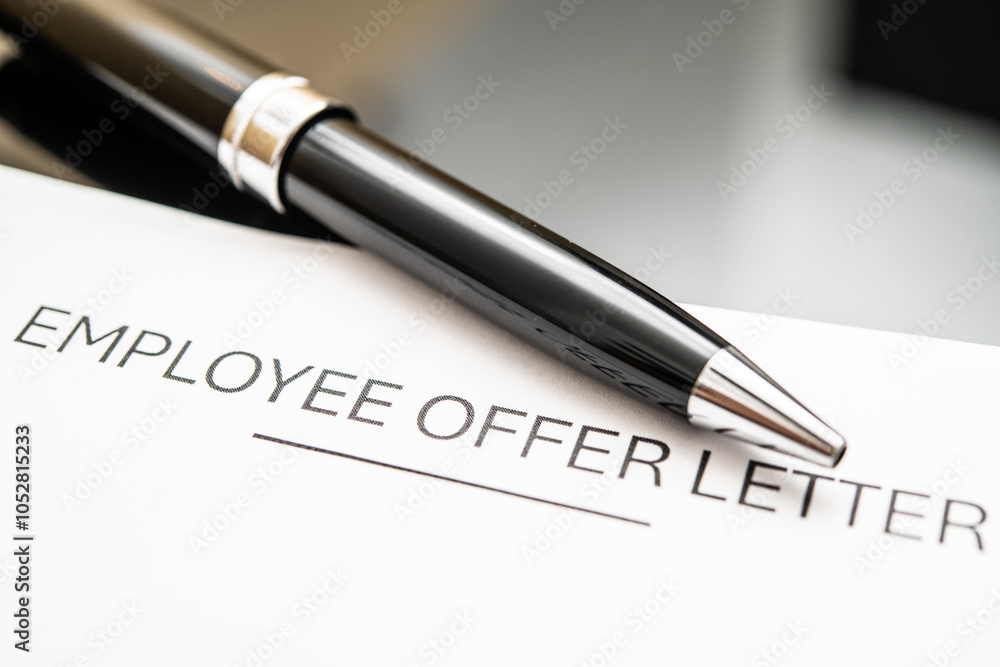 Business Employment Offer Letter with Elegant Pen on Professional Desk Background for Recruitment and Job Hiring Business Employment Offer Letter with Elegant Pen on Professional Desk Background for Recruitment and Job Hiring