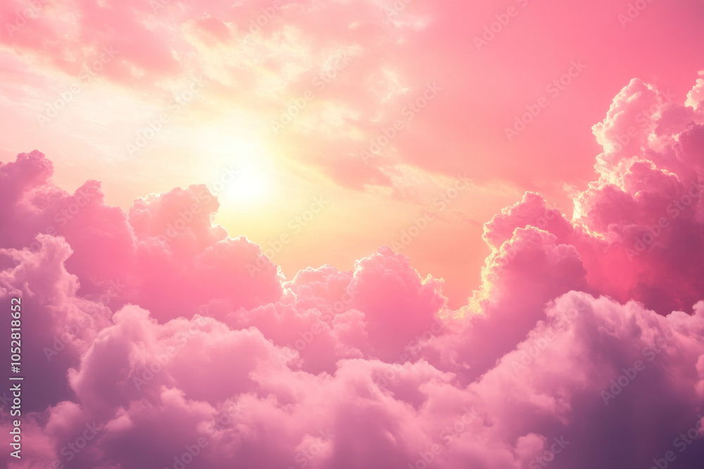 Pink clouds reflect sunlight on the calm ocean surface, creating a serene and dreamy seascape at dusk. Pink clouds reflect sunlight on the calm ocean surface, creating a serene and dreamy seascape at dusk.
