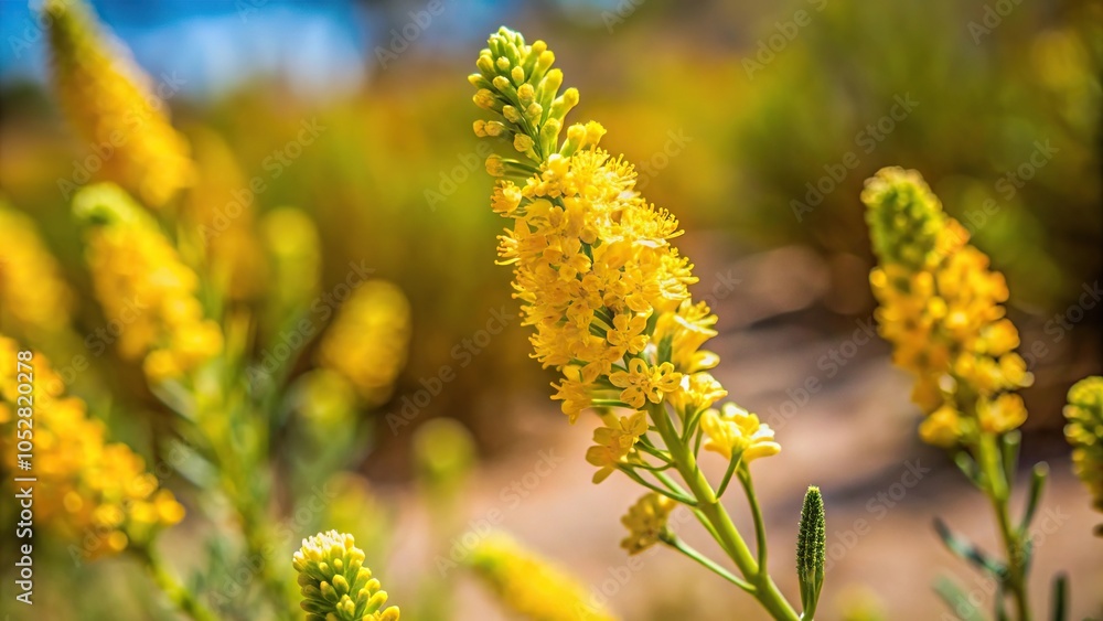 Asymmetrical yellow weld flower in the dune reseda luteola Asymmetrical yellow weld flower in the dune reseda luteola