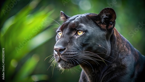 Panther looking to the left from high angle view