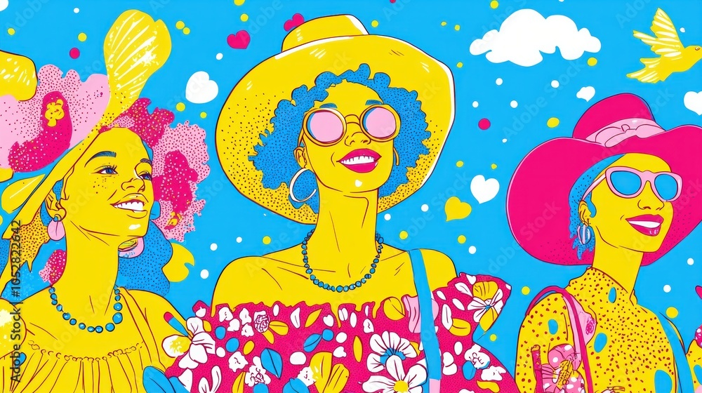 Fototapeta premium Diversity in Summer, Colorful Illustration