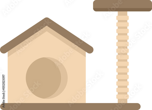 This cat tree house is designed with a cozy hideaway and a scratching post, offering a perfect blend of relaxation and play