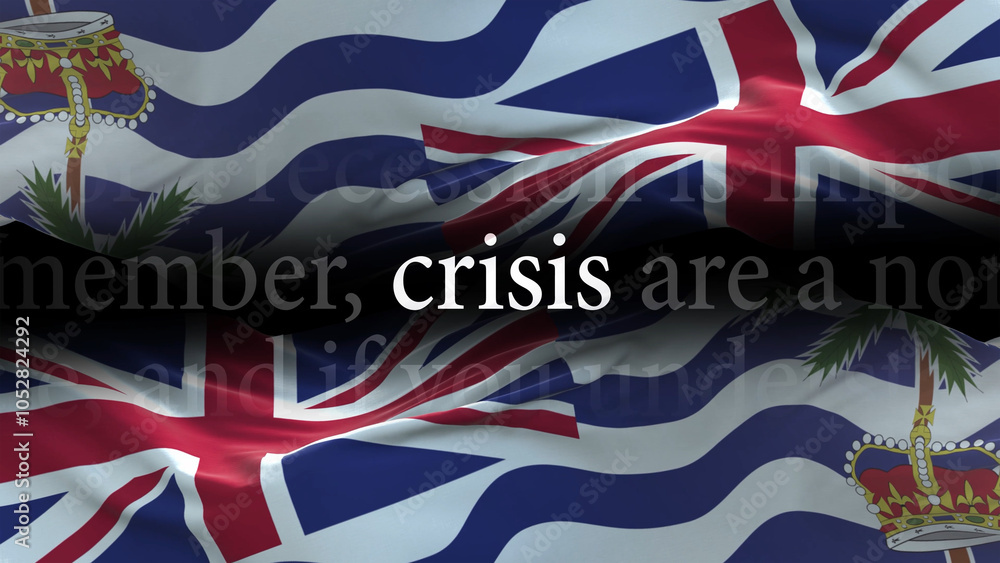 Naklejka premium British Indian Ocean Territory flag - Waving flag on loop of economic news articles