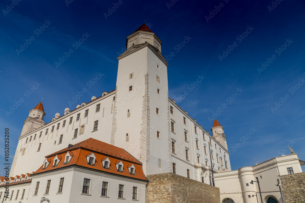 Bratislava, the capital of Slovakia cityscape. The churches and castle in the old city center Bratislava, the capital of Slovakia cityscape. The churches and castle in the old city center