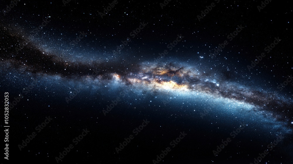 Fototapeta premium A stunning view of a spiral galaxy, showcasing vibrant colors against the backdrop of deep space with countless stars twinkling in the darkness.