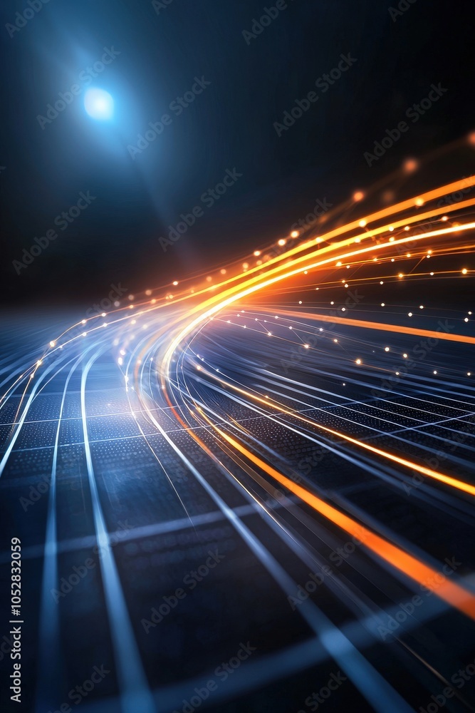 Obraz premium Dynamic Lines of Light in a Digital Environment