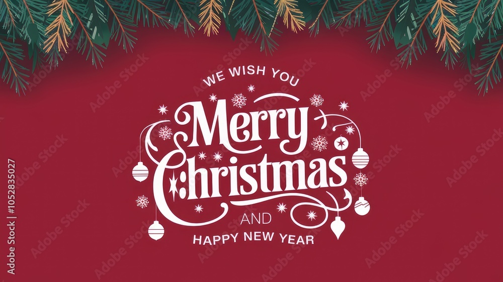 Merry Christmas and Happy New Year festive greeting design. Merry Christmas and Happy New Year festive greeting design.