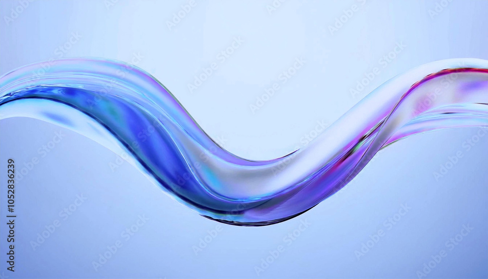 Flowing Iridescent 3D Abstract Design with Wavy Shapes Flowing Iridescent 3D Abstract Design with Wavy Shapes