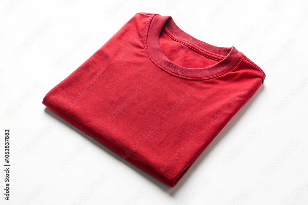 Blank Square folded white t shirt mockup. Crewneck t-shirt front side top view, fold t-shirt, Rad Blank Folded T-Shirt Mockup isolated on a White Background Blank Square folded white t shirt mockup. Crewneck t-shirt front side top view, fold t-shirt, Rad Blank Folded T-Shirt Mockup isolated on a White Background