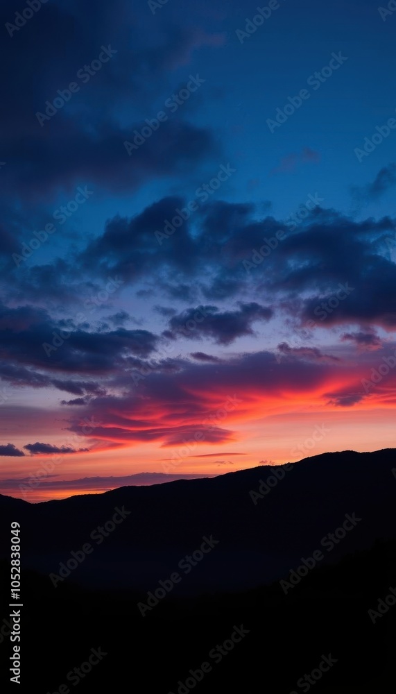 a sunset with a mountain in the background a sunset with a mountain in the background