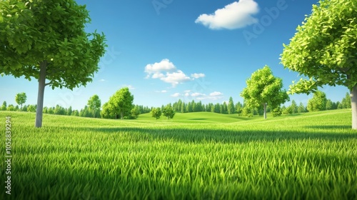 green field and blue sky