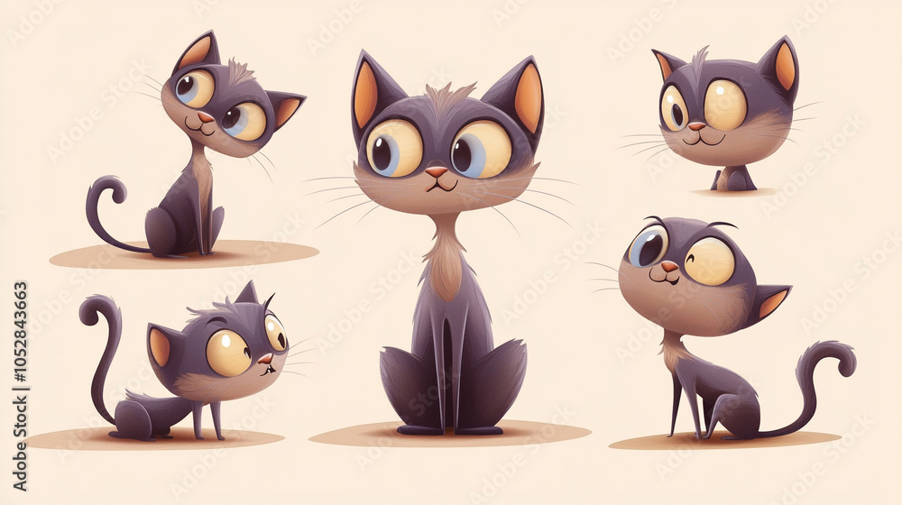 cats and kittens in different poses. . cats and kittens in different poses. .