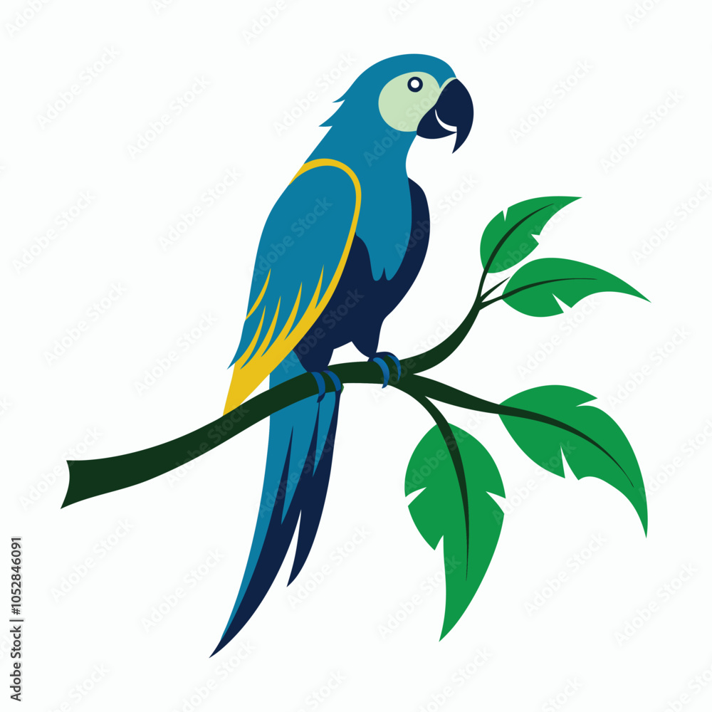Fototapeta premium macaw on tree branch silhouette vector art